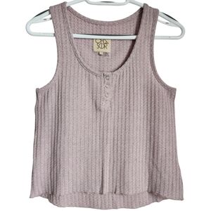 Chaser Sparkle Waffle Knit Henley Tank In Small